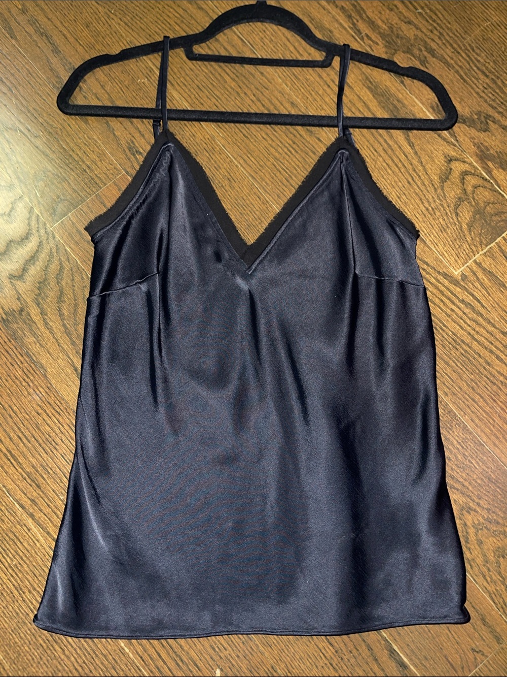Frame Denim Black Satin Slip Cami
